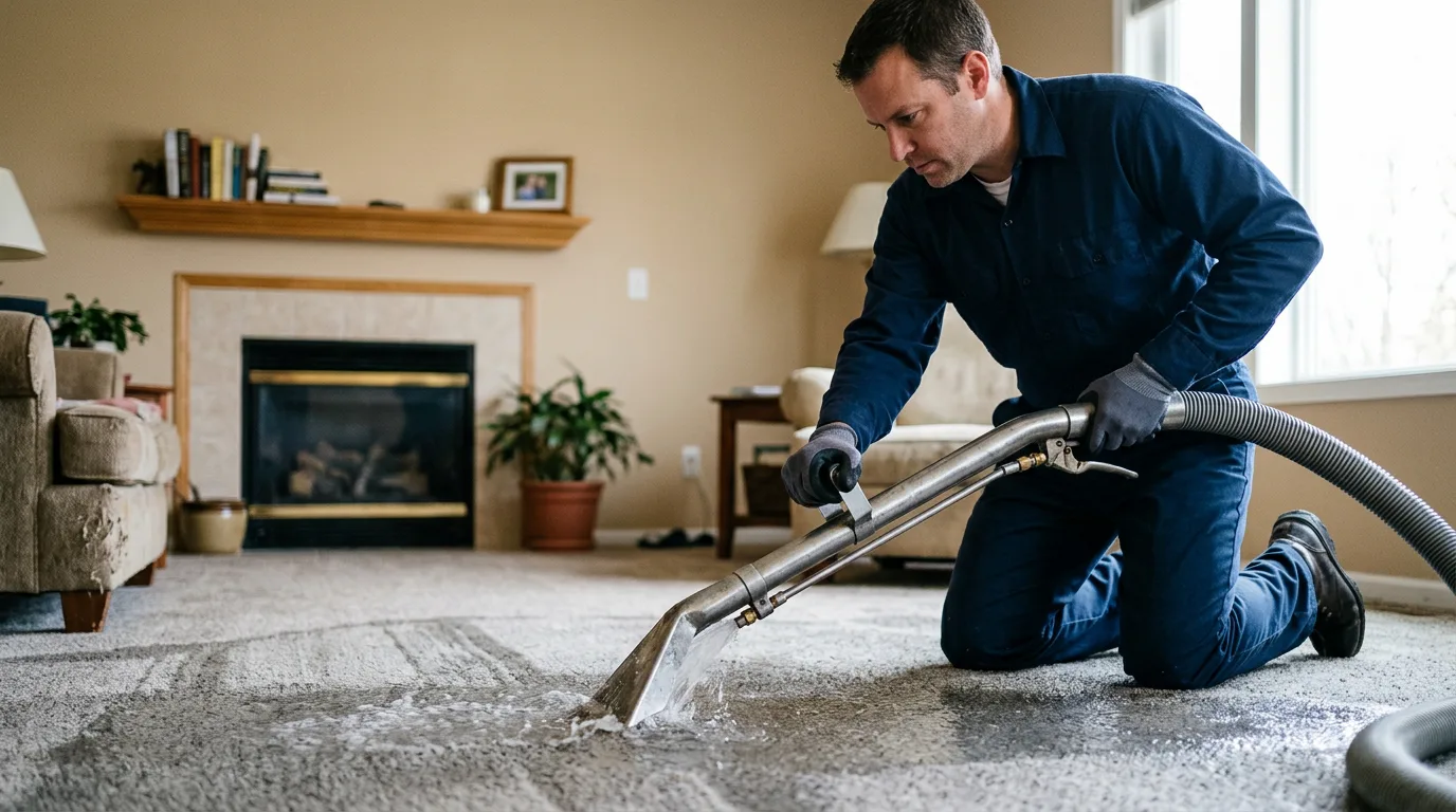 Water damage restoration technician working near Stark, KS